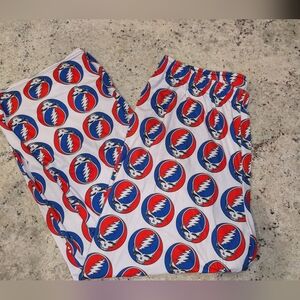 NWOT Grateful Dead Stealie Lounge Pants Red Blue Skull Print Drawstring 2XL